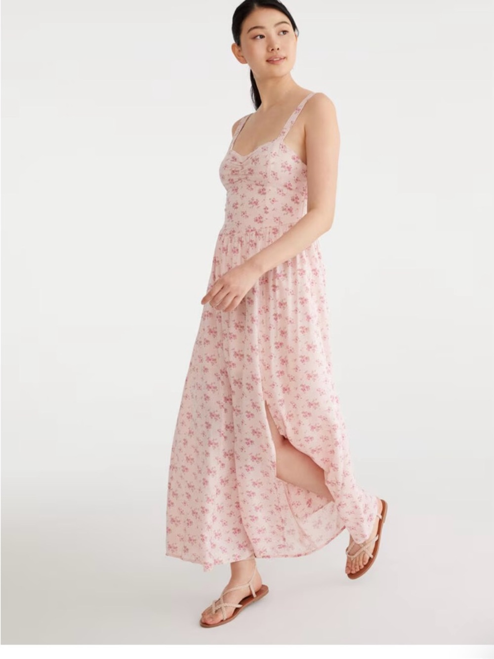 NWT Women’s small light Pink Floral Maxi Dress open back